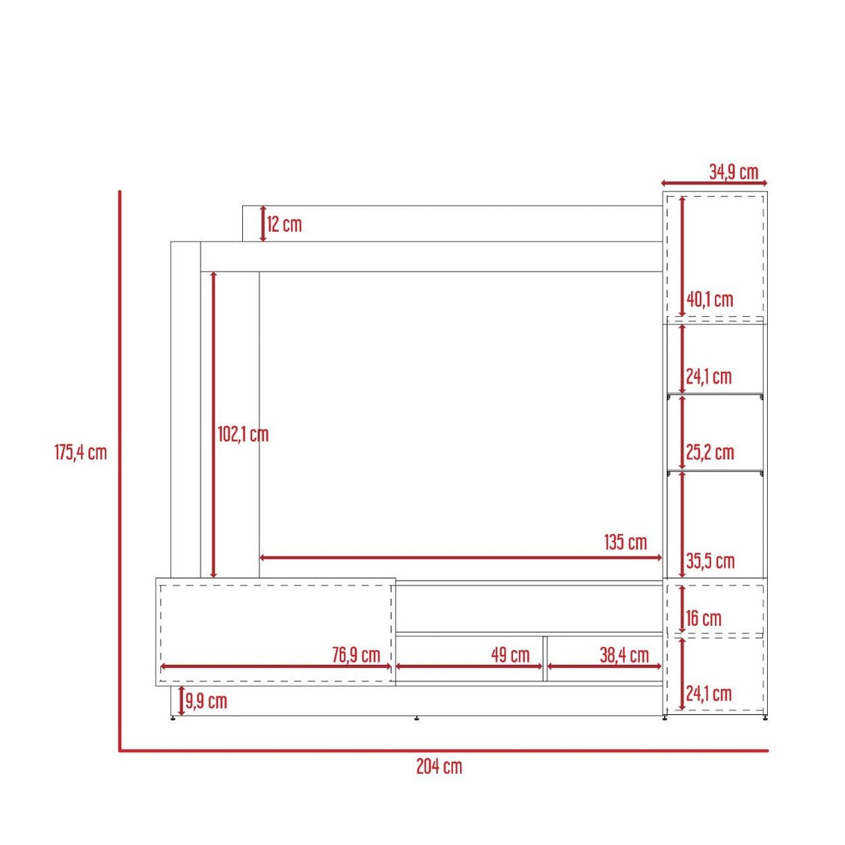 Centro de Entretenimiento Nizza Duna y Taupe 204x175.4cm para TV Hasta 65 Pulgadas y con Nueve Compartimientos - Muebles para TV | Bylmo