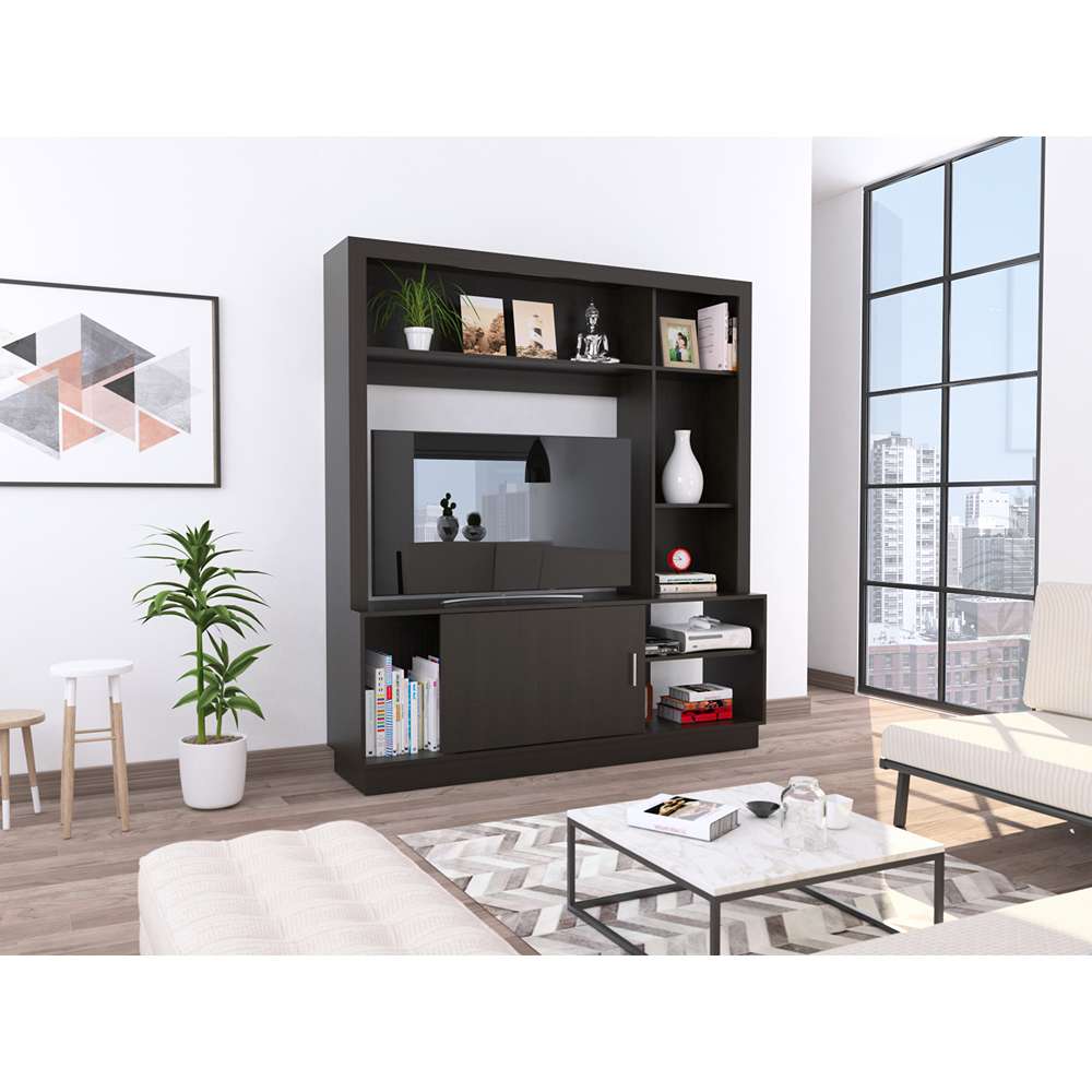 Centro de Entretenimiento Trento Wengue 160 cm con Una Puerta - Muebles para TV | Bylmo