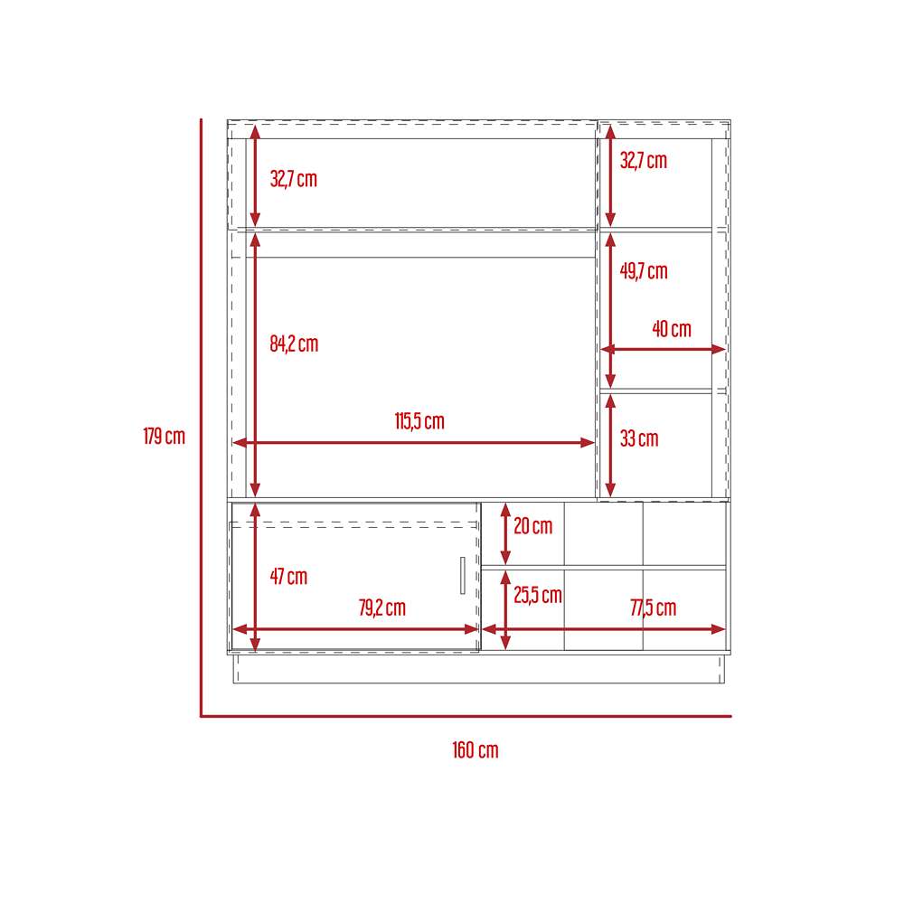 Centro de Entretenimiento Trento Wengue 160 cm con Una Puerta - Muebles para TV | Bylmo