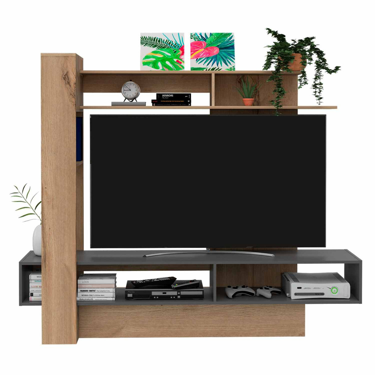 Centro de Entretenimiento Flamenco Duna 180x152cm Para TV Hasta 55 Pulgadas sin Cajones - Muebles de TV | Bylmo