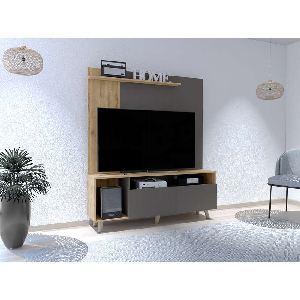 Centro de Entretenimiento Kalima Macadamia 150 cm con Dos Puertas - Muebles de TV | Bylmo