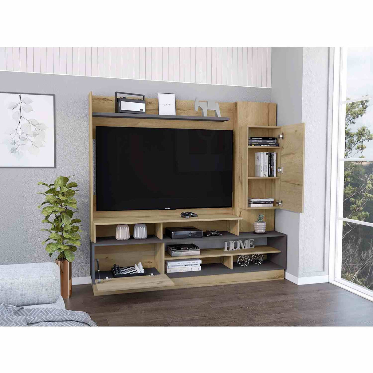 Centro de Entretenimiento Ravena Duna 180 cm con Entrepaños - Muebles de TV | Bylmo