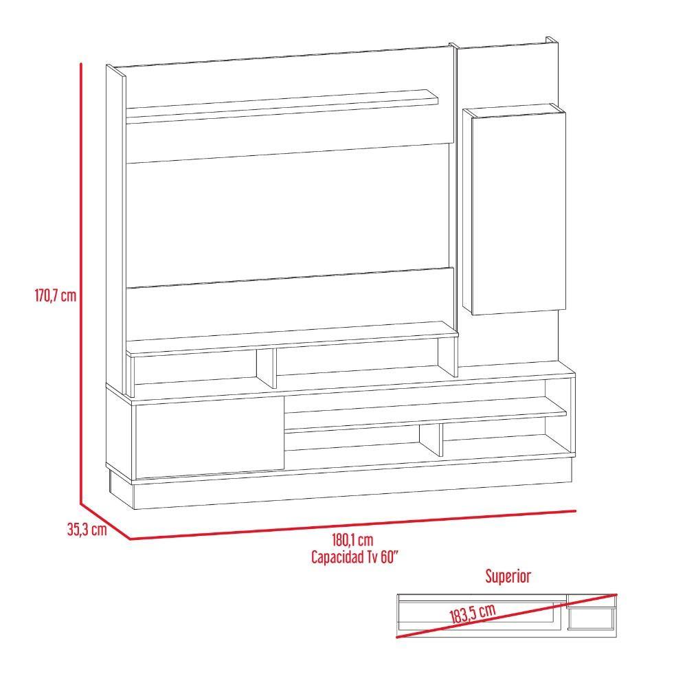 Centro de Entretenimiento Ravena Miel y Plomo 180 cm con Dos Puertas - Muebles para TV | Bylmo