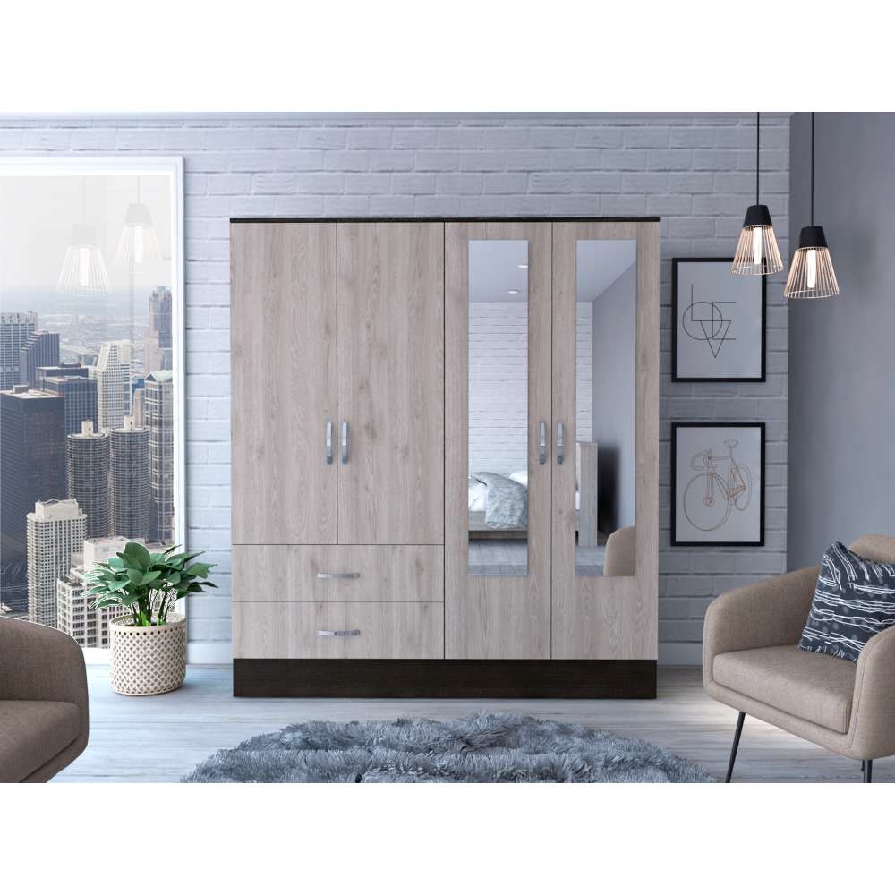 Closet Bolton Wengue 120x180.6cm con 2 Cajones con 4 Entrepaños con Espejo - Closets | Bylmo