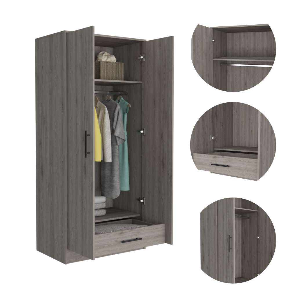 Closet Ambery Ceniza 80x180cm con 1 Cajones con 1 Entrepaños - Closets | Bylmo