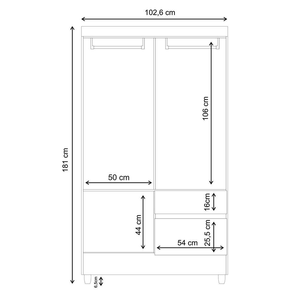 Closet Bonic Marron y Blanco 102.6x181cm con 1 Cajones con 1 Entrepaños - Closets | Bylmo