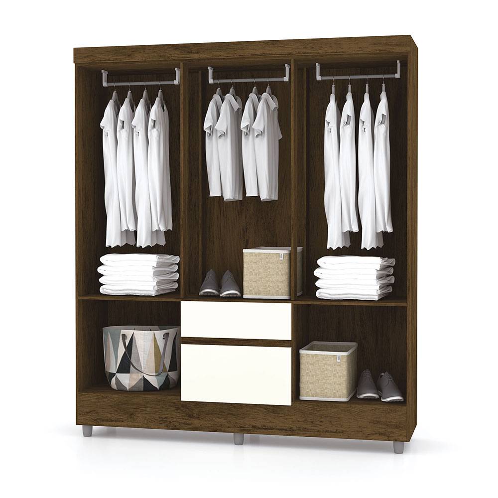 Closet Valent Marron y Blanco 153.3x181cm con 1 Cajones con 2 Entrepaños - Closets | Bylmo