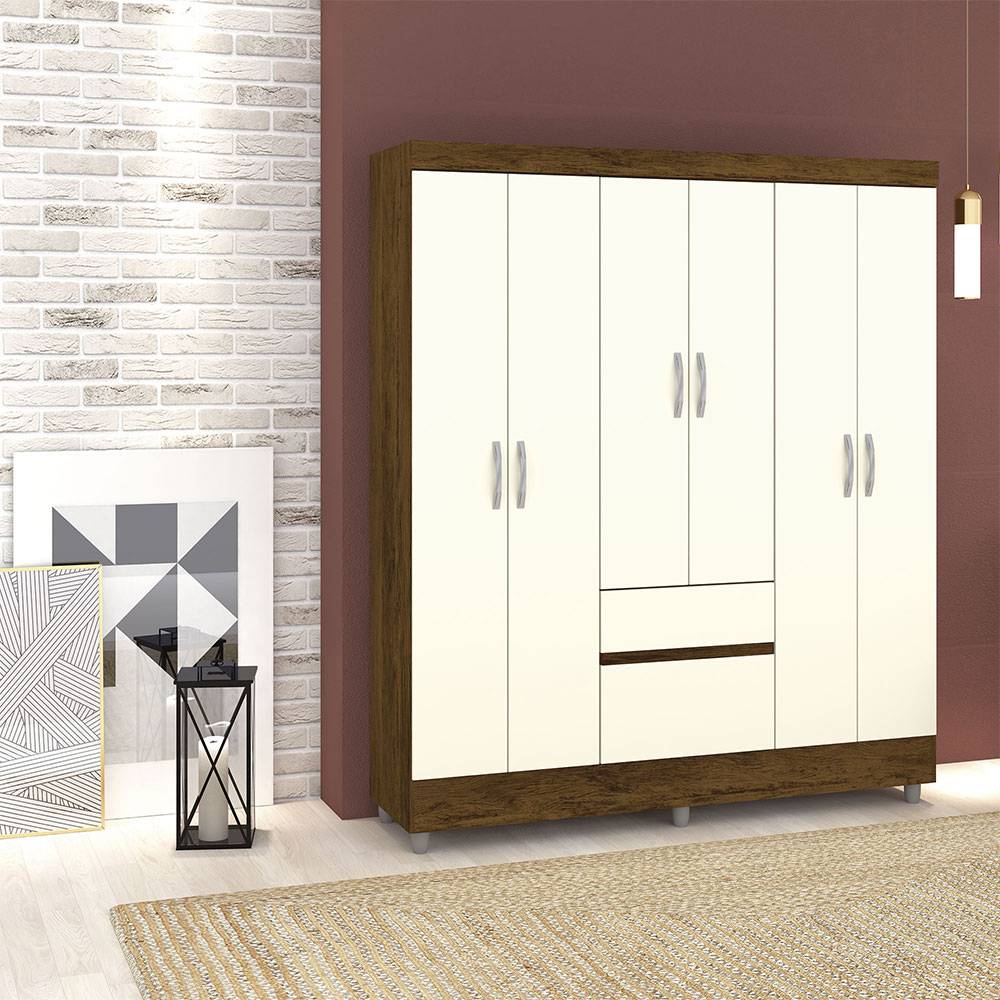 Closet Valent Marron y Blanco 153.3x181cm con 1 Cajones con 2 Entrepaños - Closets | Bylmo
