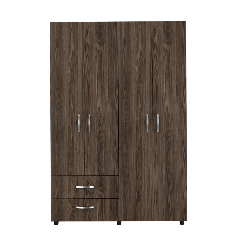 Closet Ankora Coñac 120 cm con Cuatro Puertas y Dos Cajones - Closets | Bylmo