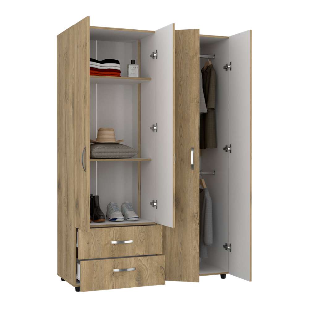 Closet Ankora Macadamia 120 cm con Cuatro Puertas y Dos Cajones - Closets | Bylmo