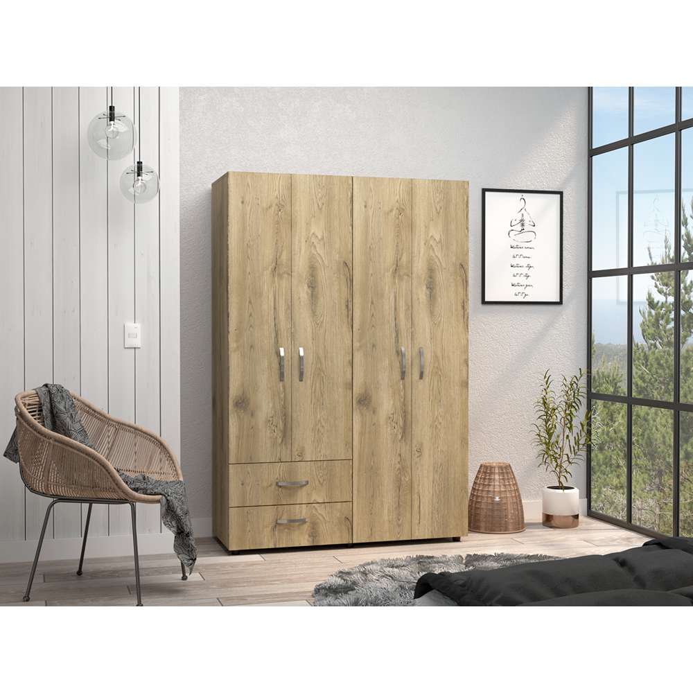 Closet Ankora Macadamia 120 cm con Cuatro Puertas y Dos Cajones - Closets | Bylmo