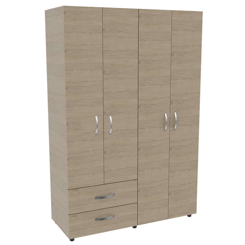 Closet Ankora Rovere 120 cm con Cuatro Puertas y Dos Cajones - Closets | Bylmo