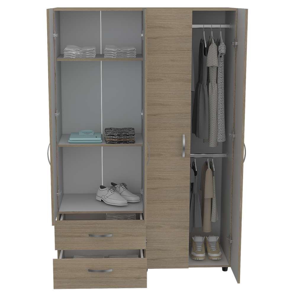 Closet Ankora Rovere 120 cm con Cuatro Puertas y Dos Cajones - Closets | Bylmo