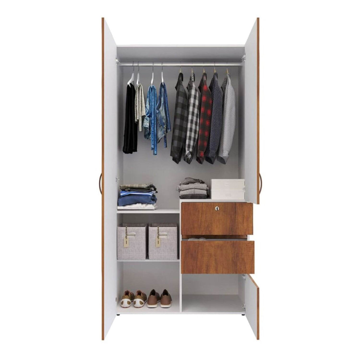 Closet Aquiles Caramelo 100x198cm con 2 Cajones con 2 Entrepaños - Closets | Bylmo