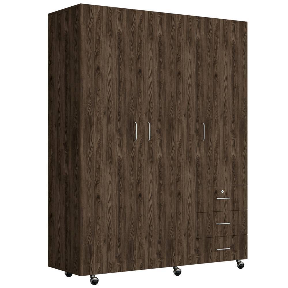 Closet Arizona Coñac 140 cm con Tres Puertas y Tres Cajones - Closets | Bylmo