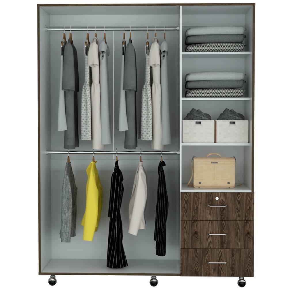 Closet Arizona Coñac 140 cm con Tres Puertas y Tres Cajones - Closets | Bylmo