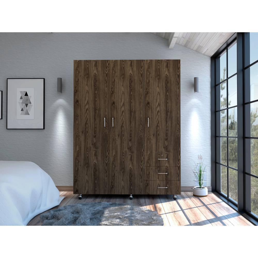Closet Arizona Coñac 140 cm con Tres Puertas y Tres Cajones - Closets | Bylmo