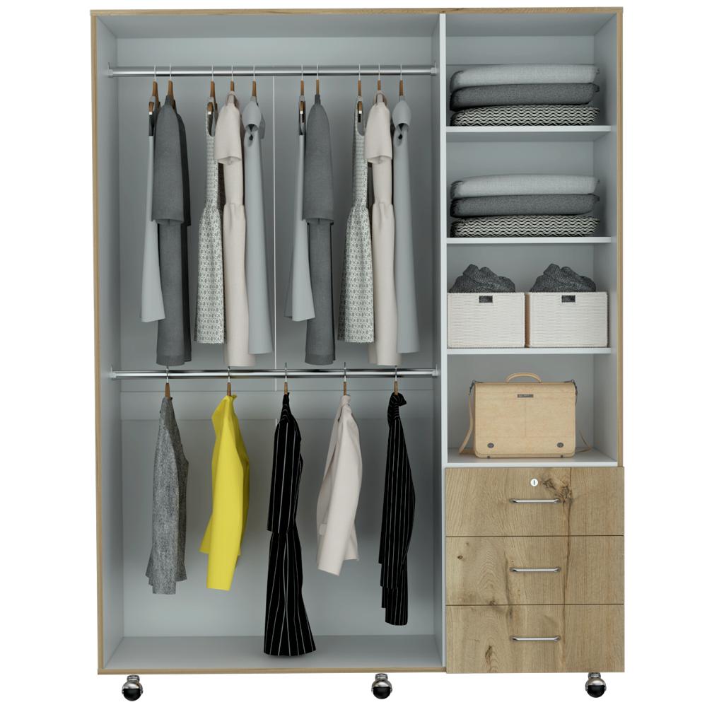 Closet Arizona Duna y Blanco 140x183cm con 3 Cajones con 3 Entrepaños - Closets | Bylmo