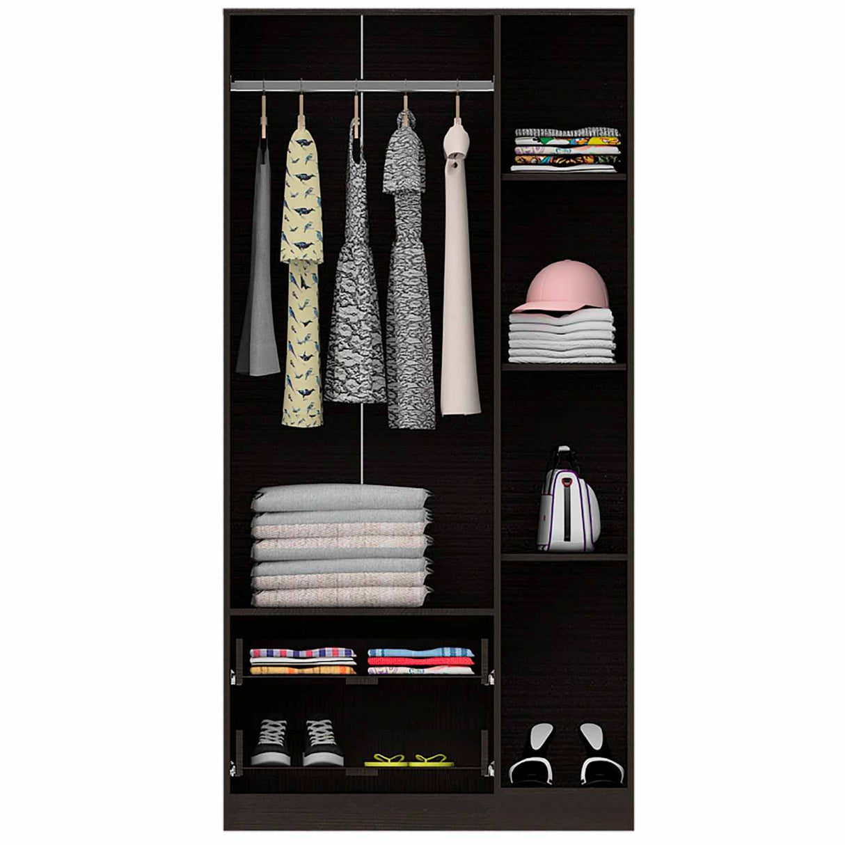 Closet Aural Wengue 90 cm con Entrepaños y Colgadero - Closets | Bylmo