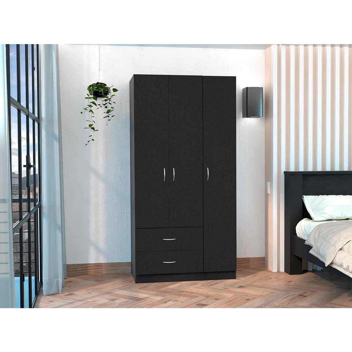 Closet Aural Wengue 90 cm con Entrepaños y Colgadero - Closets | Bylmo