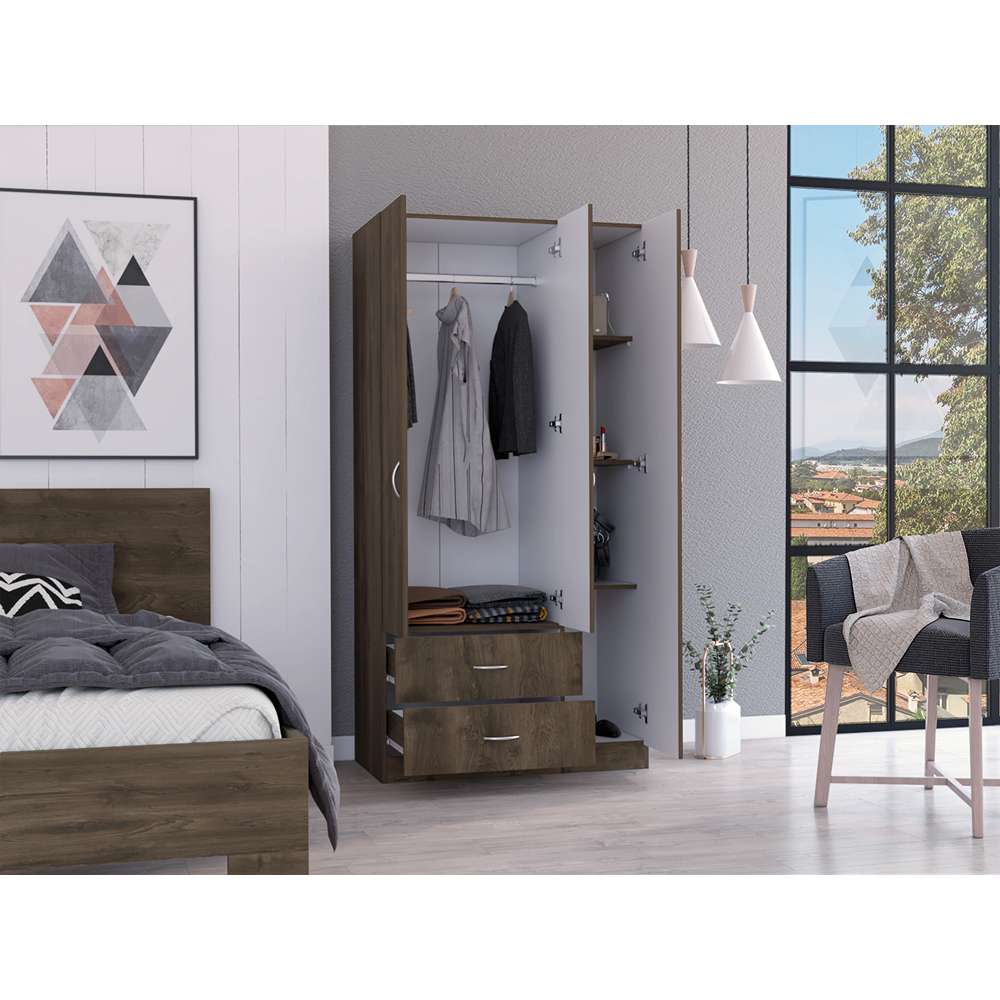 Closet Austral Bellota 90x180cm con 2 Cajones con 3 Entrepaños - Closets | Bylmo