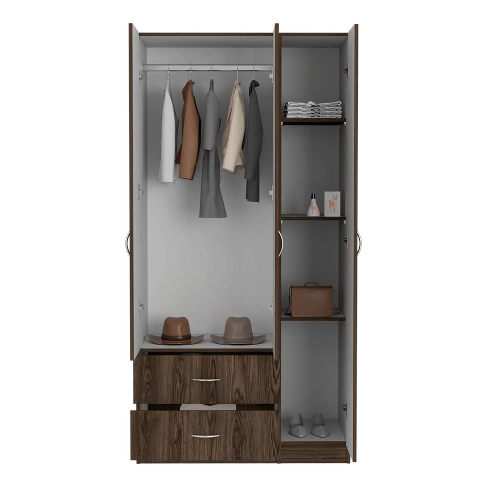 Closet Austral Coñac 90x180cm con 2 Cajones con 3 Entrepaños - Closets | Bylmo