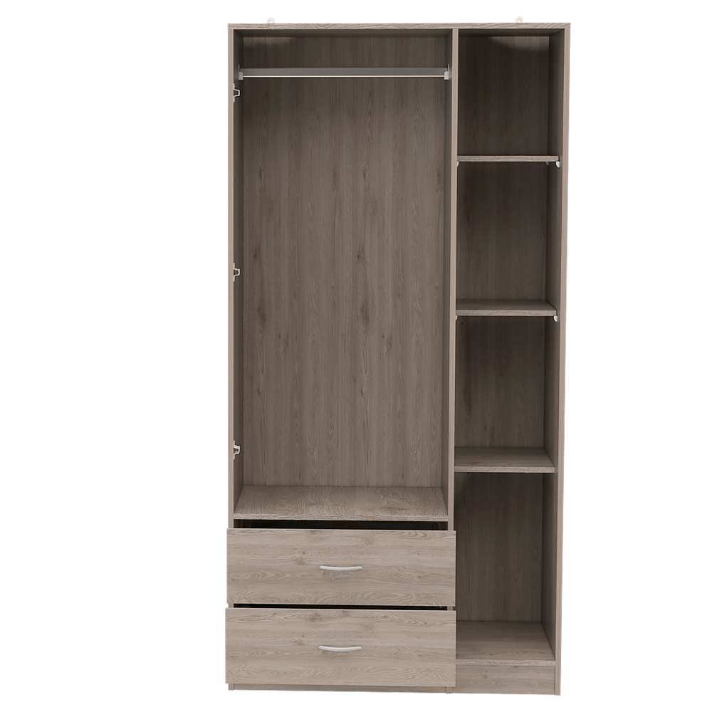 Closet Austral Ceniza 90x180cm con 2 Cajones con 3 Entrepaños - Closets | Bylmo