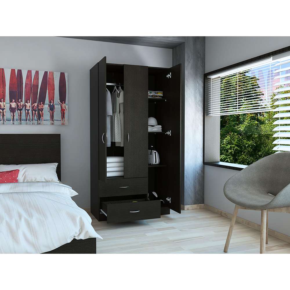 Closet Austral Wengue 90x180cm con 2 Cajones con 3 Entrepaños - Closets | Bylmo