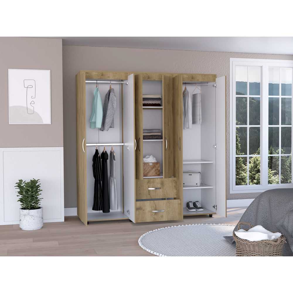 Closet Bariloche Macadamia 170x180cm con 2 Cajones con 4 Entrepaños - Closets | Bylmo