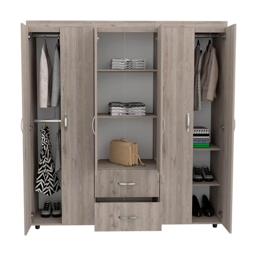Closet Bariloche Ceniza 170 cm con Seis Puertas y Dos Cajones - Closets | Bylmo