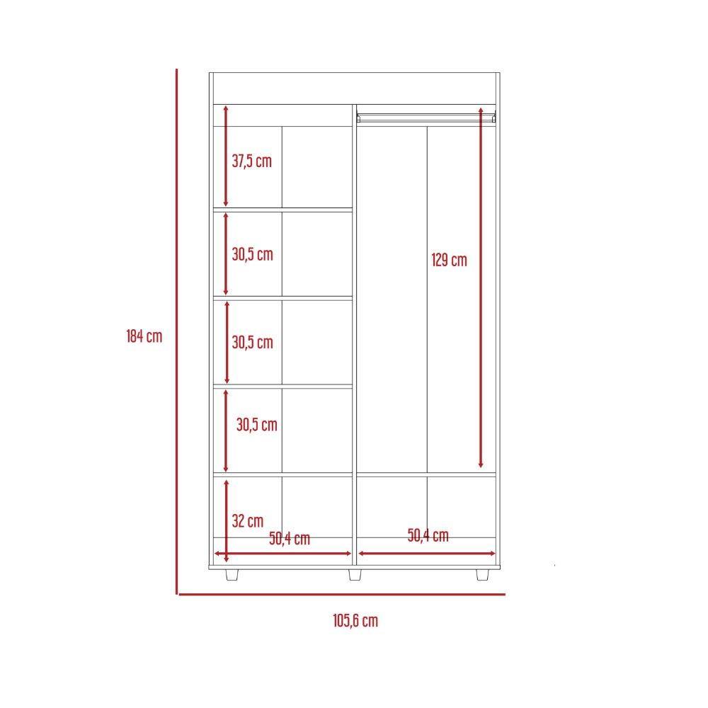 Closet Bennet Wengue 105 cm con Espejo y Dos Puertas - Closets | Bylmo