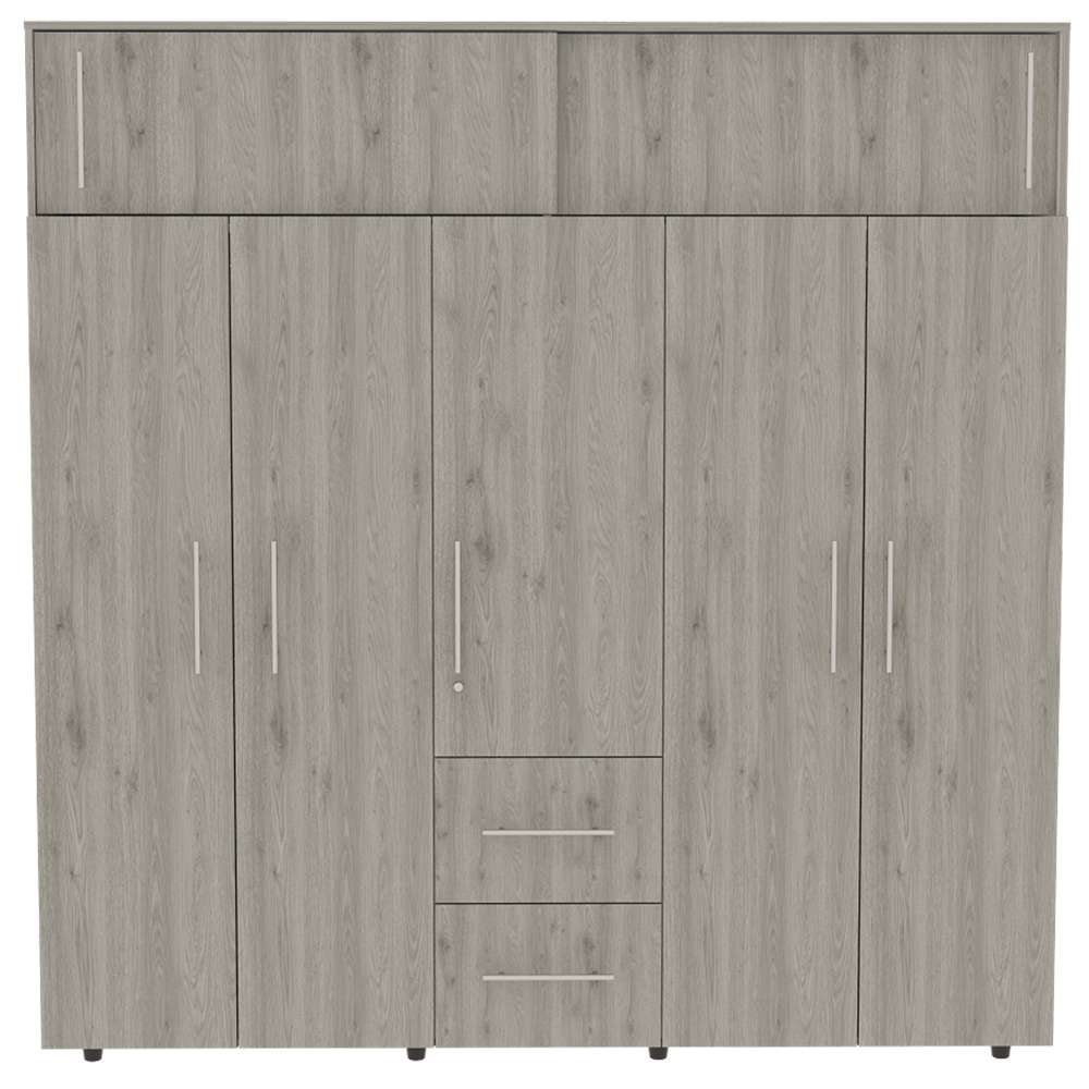 Closet Bigaf Gris Ceniza 200 cm con Siete Puertas y Tres Cajones - Closets | Bylmo