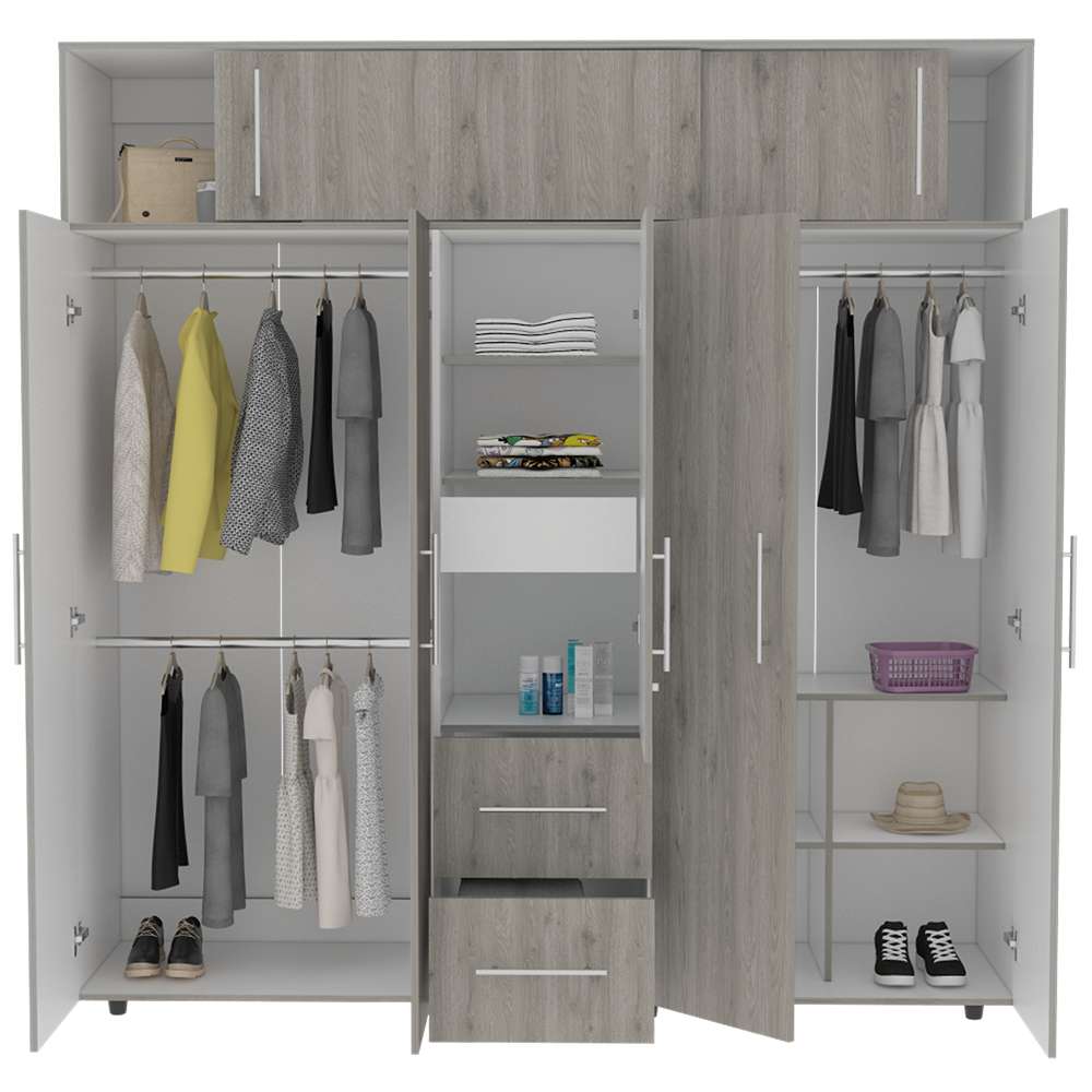 Closet Bigaf Gris Ceniza 200 cm con Siete Puertas y Tres Cajones - Closets | Bylmo