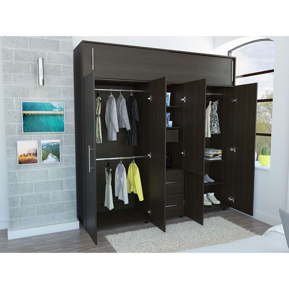 Closet Bigaf Wengue 200 cm con Siete Puertas y Tres Cajones - Closets | Bylmo