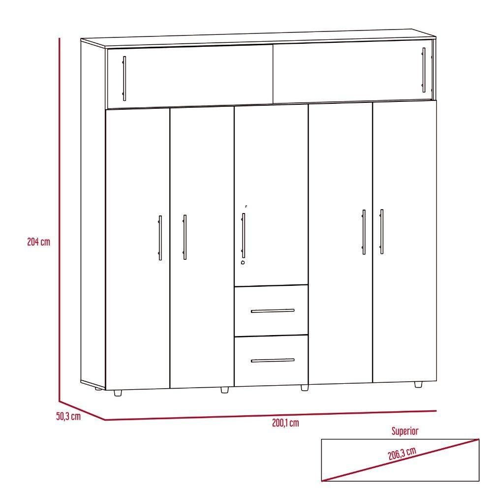 Closet Bigaf Caramelo 200 cm con Siete Puertas y Tres Cajones - Closets | Bylmo