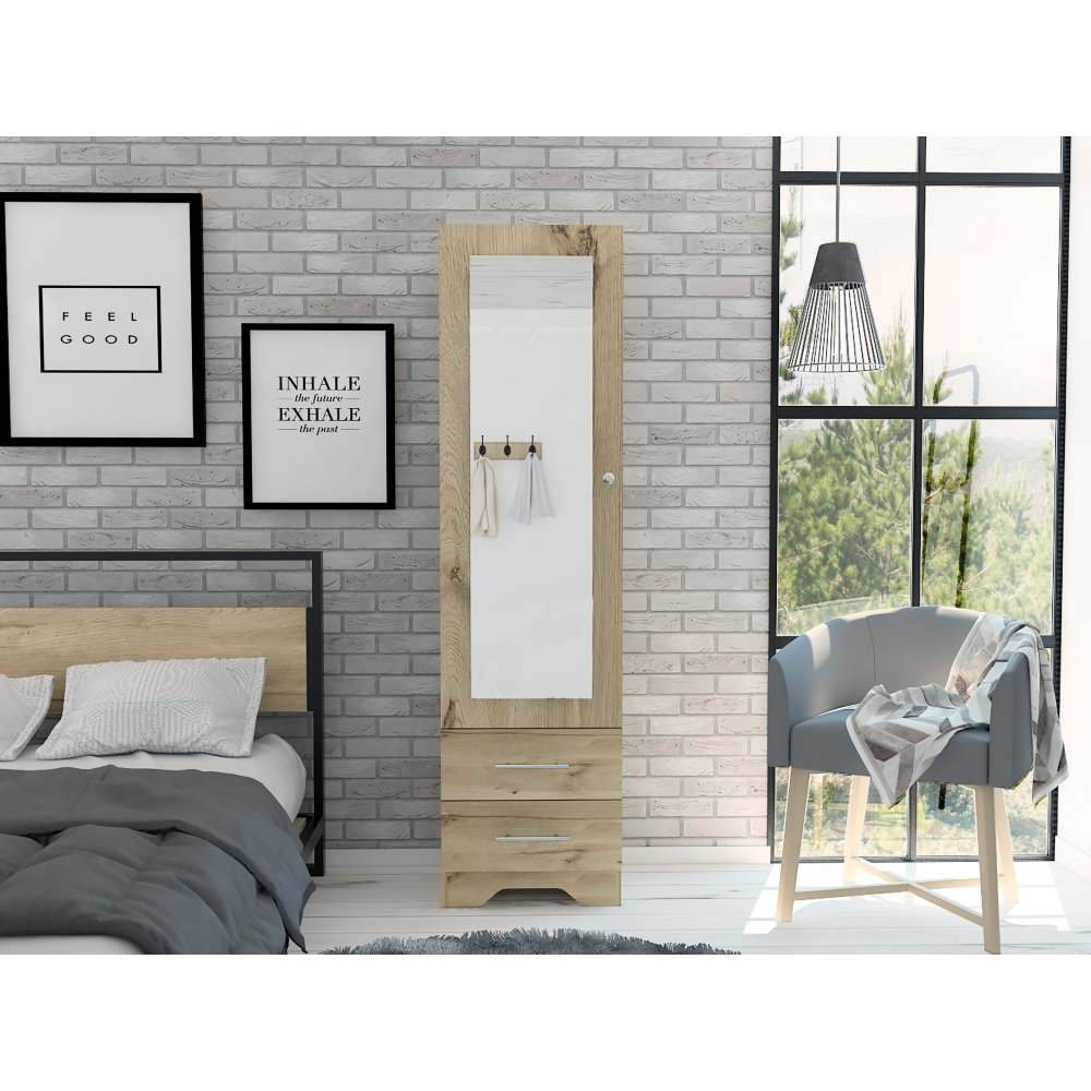 Closet Chic Duna 48 cm con Espejo, Una Puerta y Dos Cajones - Closets | Bylmo