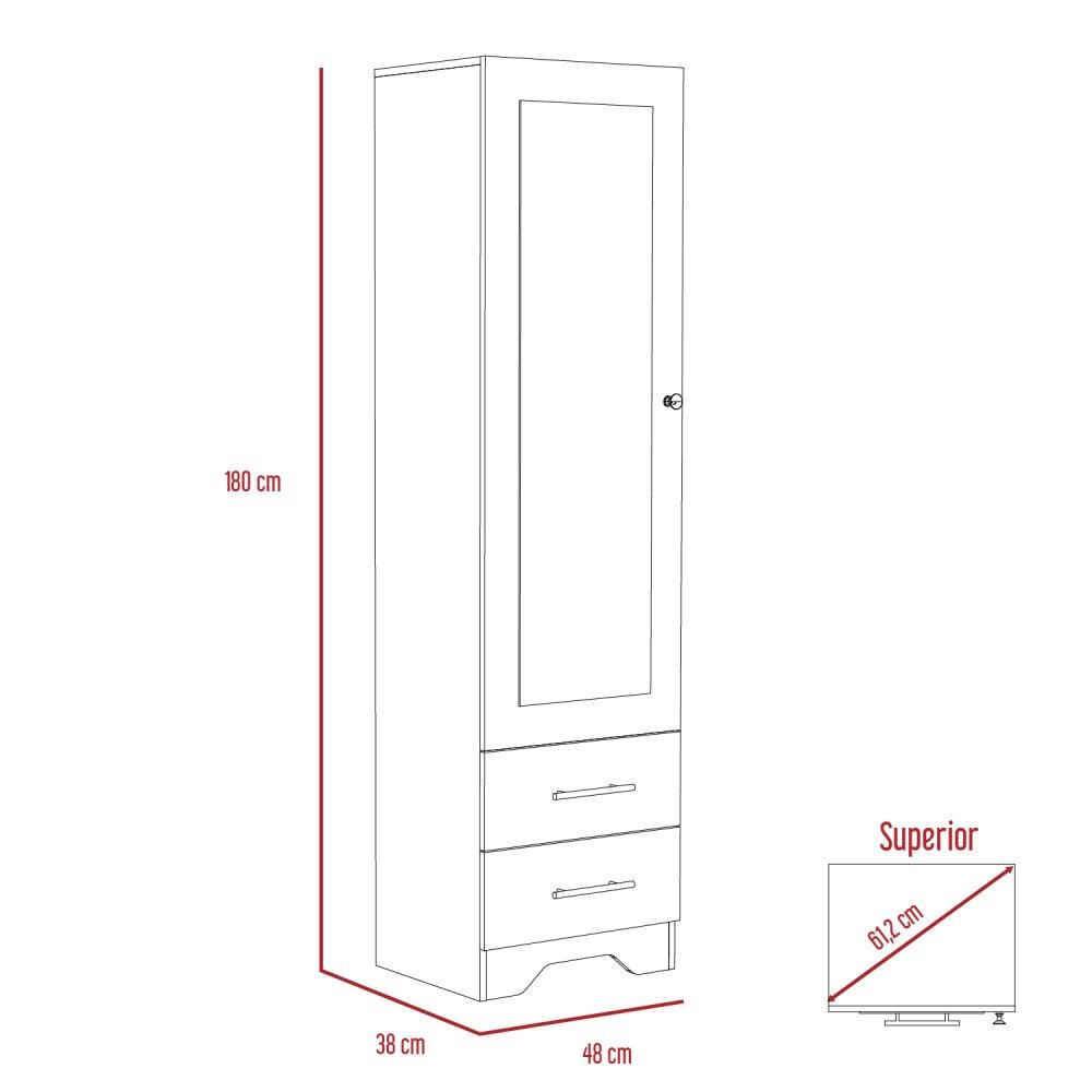Closet Chic Duna 48 cm con Espejo, Una Puerta y Dos Cajones - Closets | Bylmo
