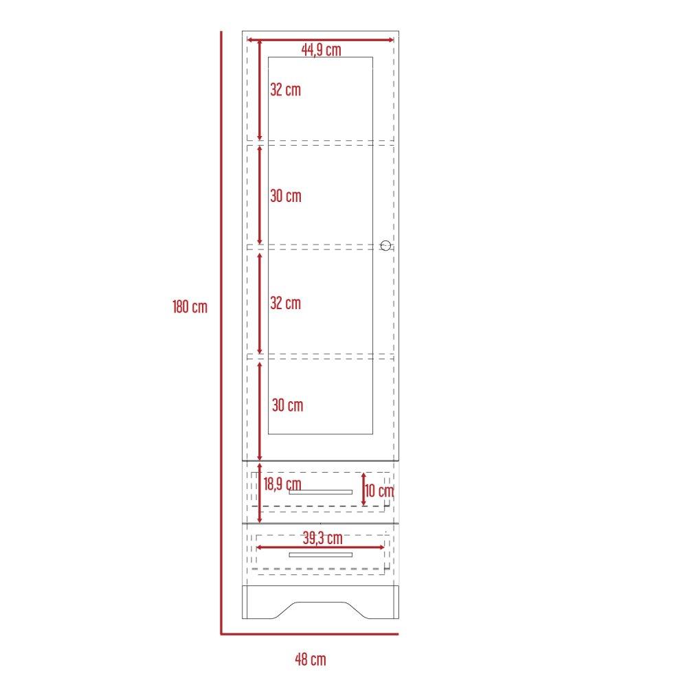 Closet Chic Duna 48 cm con Espejo, Una Puerta y Dos Cajones - Closets | Bylmo