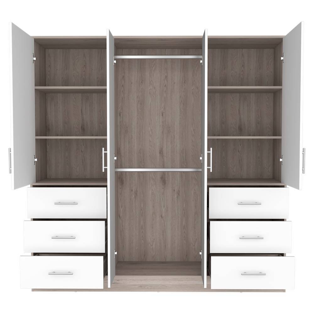 Closet Cooder Ceniza 180 cm con Cuatro Puertas y Seis Cajones - Closets | Bylmo