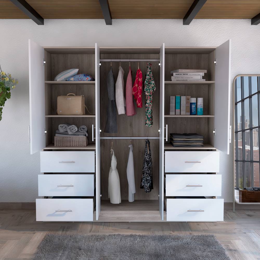 Closet Cooder Ceniza 180 cm con Cuatro Puertas y Seis Cajones - Closets | Bylmo