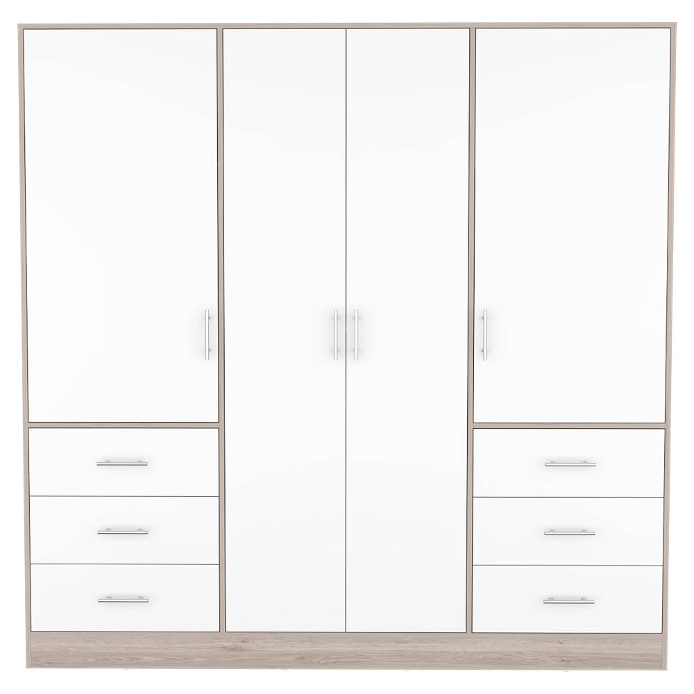 Closet Cooder Ceniza 200 cm con Cuatro Puertas y Seis Cajones - Closets | Bylmo