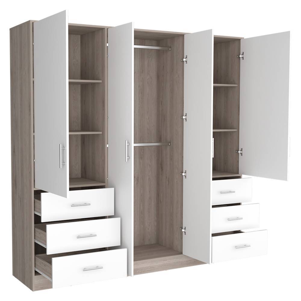 Closet Cooder Ceniza 200 cm con Cuatro Puertas y Seis Cajones - Closets | Bylmo