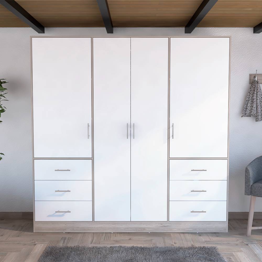 Closet Cooder Ceniza 200 cm con Cuatro Puertas y Seis Cajones - Closets | Bylmo
