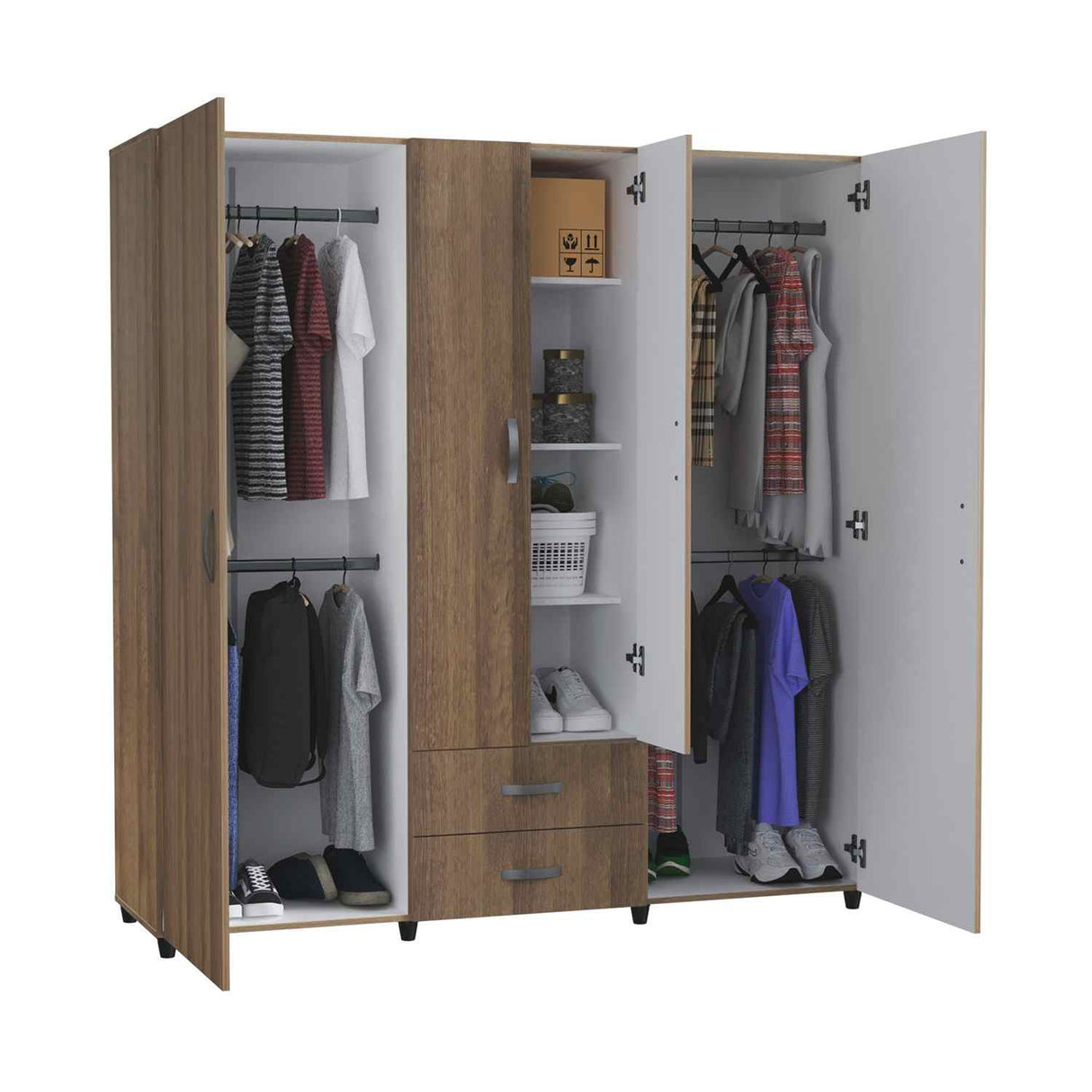 Closet D y B Amaretto 181 cm con Cajones, Puertas, Colgadero y Entrepaños - Closets | Bylmo