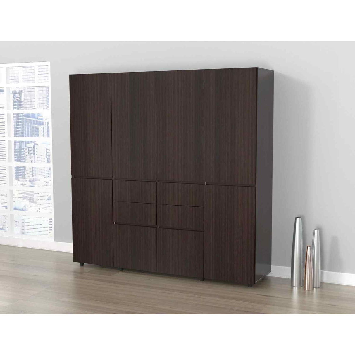 Closet D y B Wengue 200 cm con Cajones, Puertas, Colgadero y Entrepaños - Closets | Bylmo