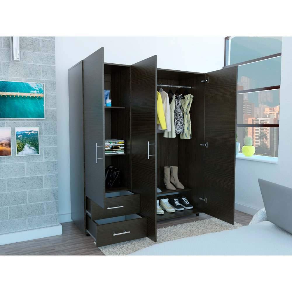 Closet Dassel Wengue 140.1x161.5cm con 2 Cajones con 3 Entrepaños - Closets | Bylmo