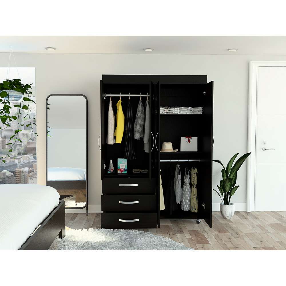 Closet Denver Wengue 119 cm con Cuatro Puertas y Dos Cajones - Closets | Bylmo