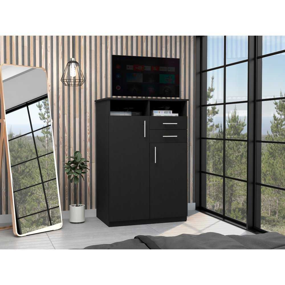 Closet Eco Wengue 83x122.2cm con 2 Cajones con 2 Entrepaños con Espacio para TV - Muebles para TV | Bylmo