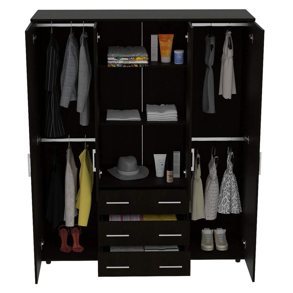 Closet Fontan Wengue 150 cm con Cuatro Puertas y Tres Cajones - Closets | Bylmo