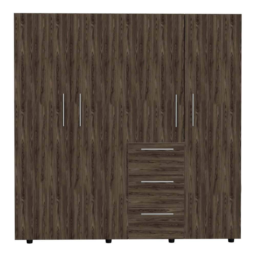 Closet Harlem Coñac 180 cm con Cuatro Puertas y Tres Cajones - Closets | Bylmo